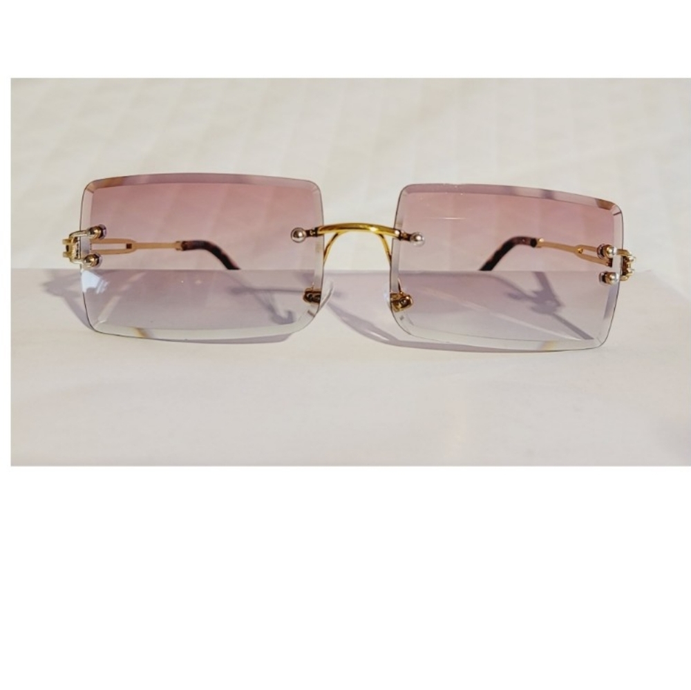 Rimless ombre pink sunglasses - Picture 8 of 11